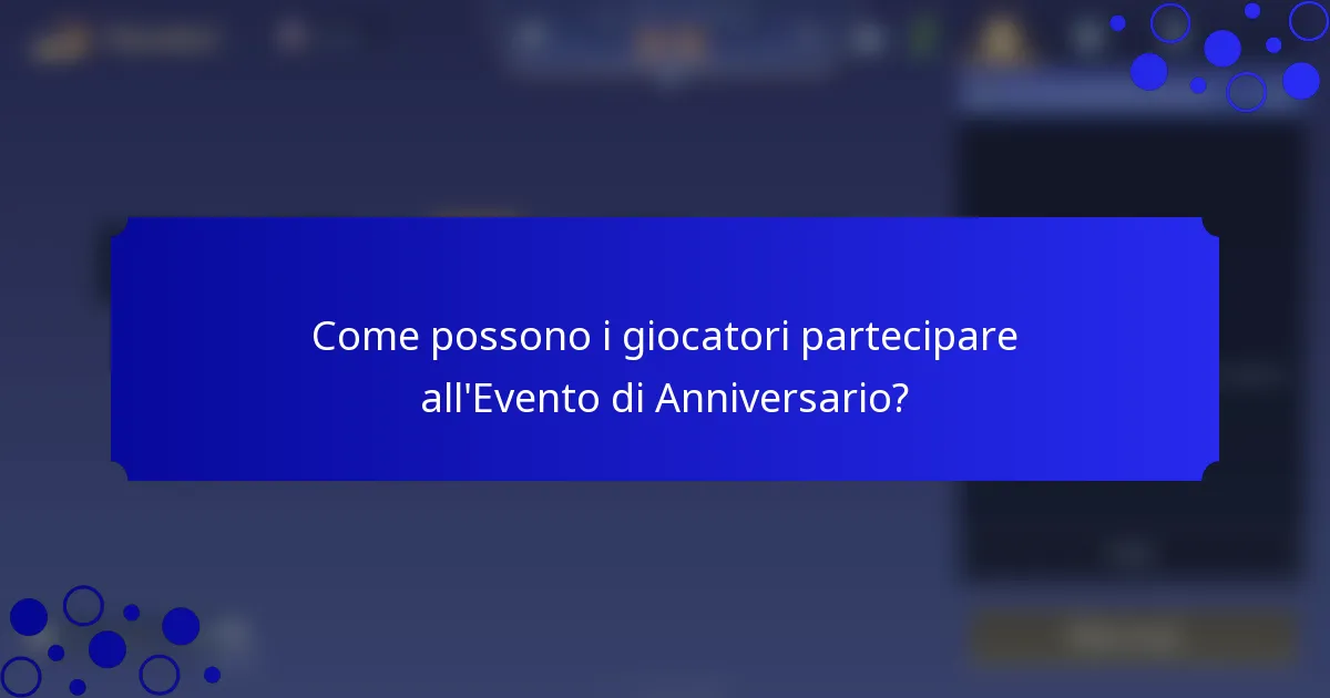 Come possono i giocatori partecipare all'Evento di Anniversario?