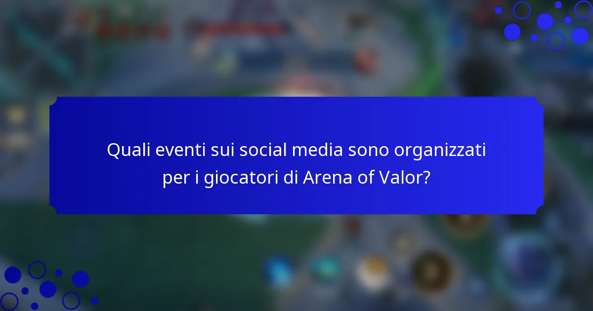 Quali eventi sui social media sono organizzati per i giocatori di Arena of Valor?